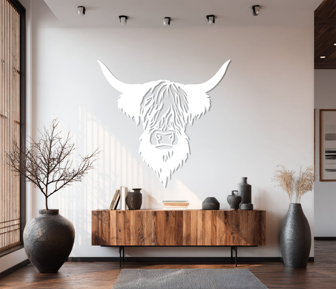 Highland Cow Metal Wall Art – Rustic Farmhouse Red Bull Decor