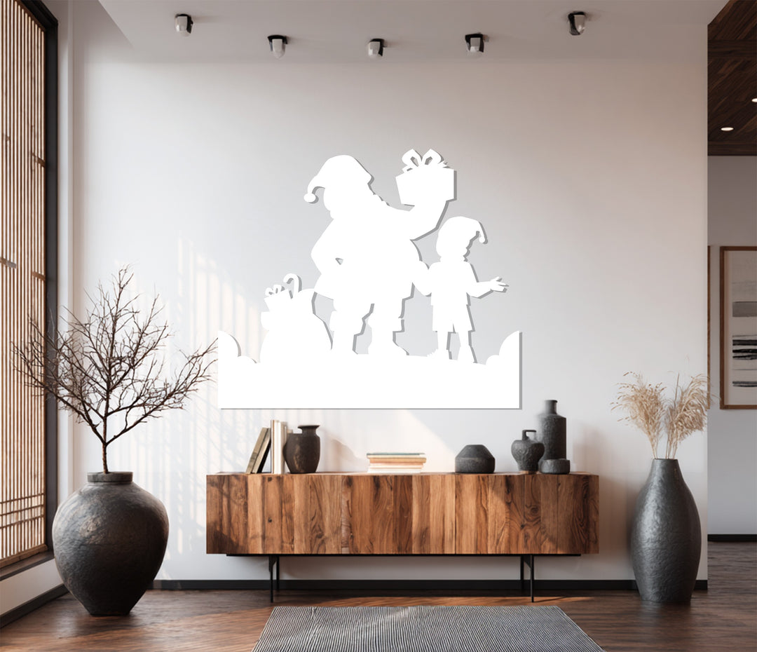 لحظة هدية سانتا – عيد الميلاد فن جداري معدني