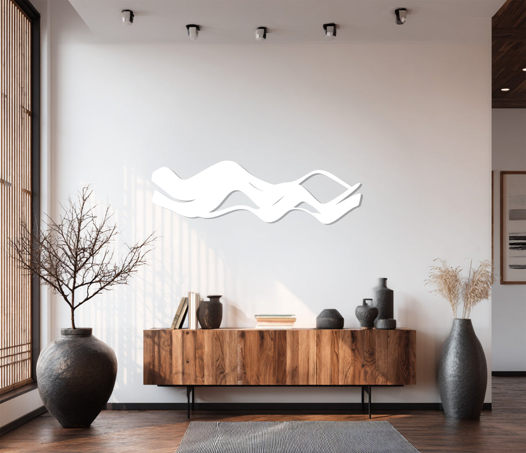 Abstract Waves Metal Wall Art – Modern Minimalist Black Wall Decor