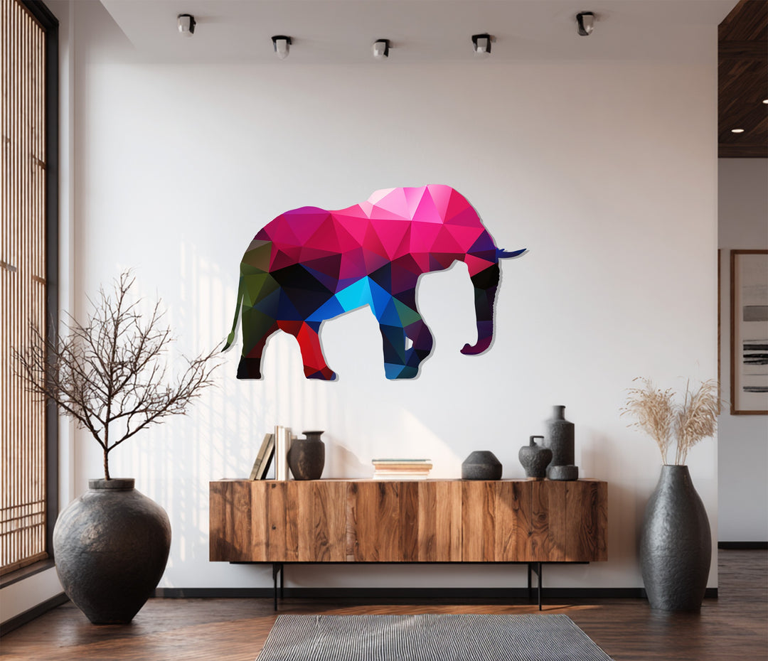 Vibrant multicolor elephant metal sculpture for home decor