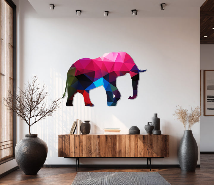 Vibrant multicolor elephant metal sculpture for home decor
