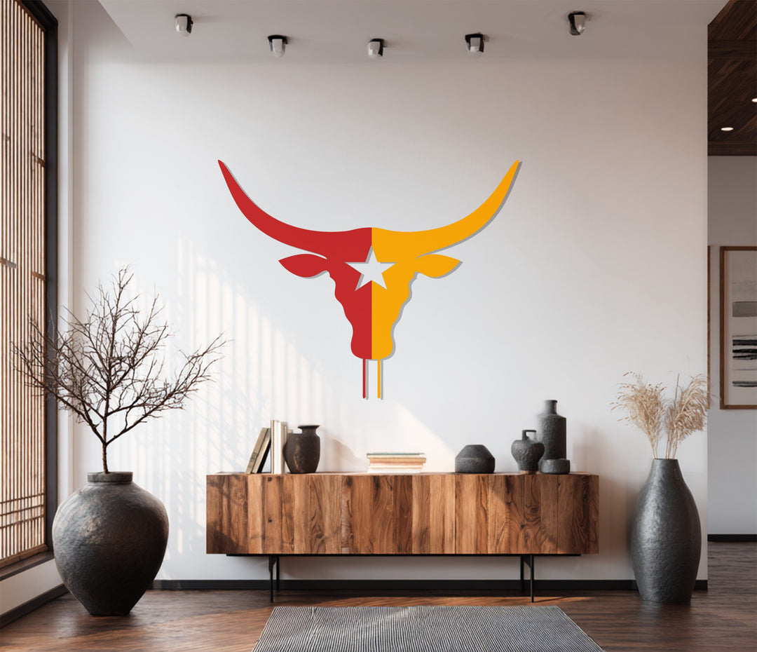 تكساس لونغ هورن ستار – غربي فن جداري معدني