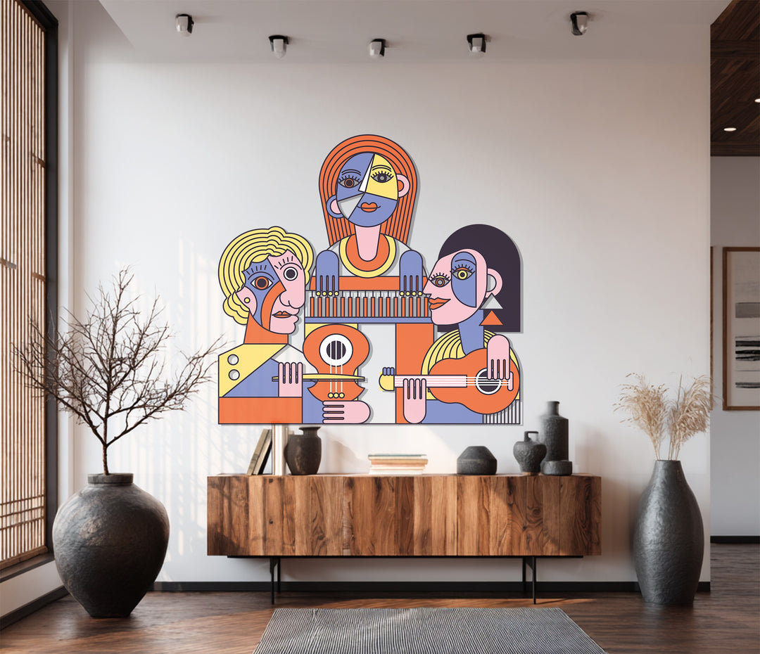 Rhythms of Abstraction – Cubist Musicians Ensemble Metal Wall Art