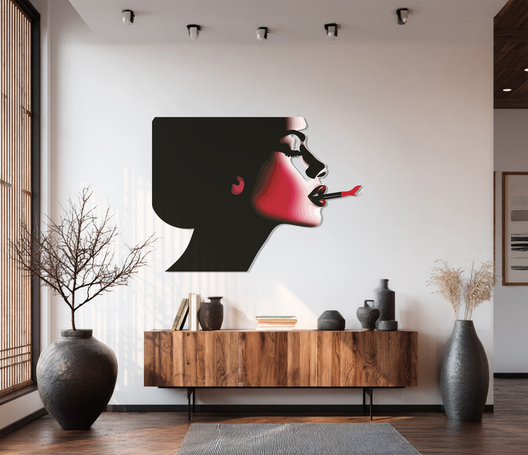 Elegant contemporary metal wall art of female portrait