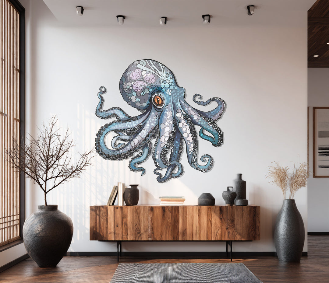 Ocean Octopus Metal Wall Art – Intricate Marine-Inspired Home Decor