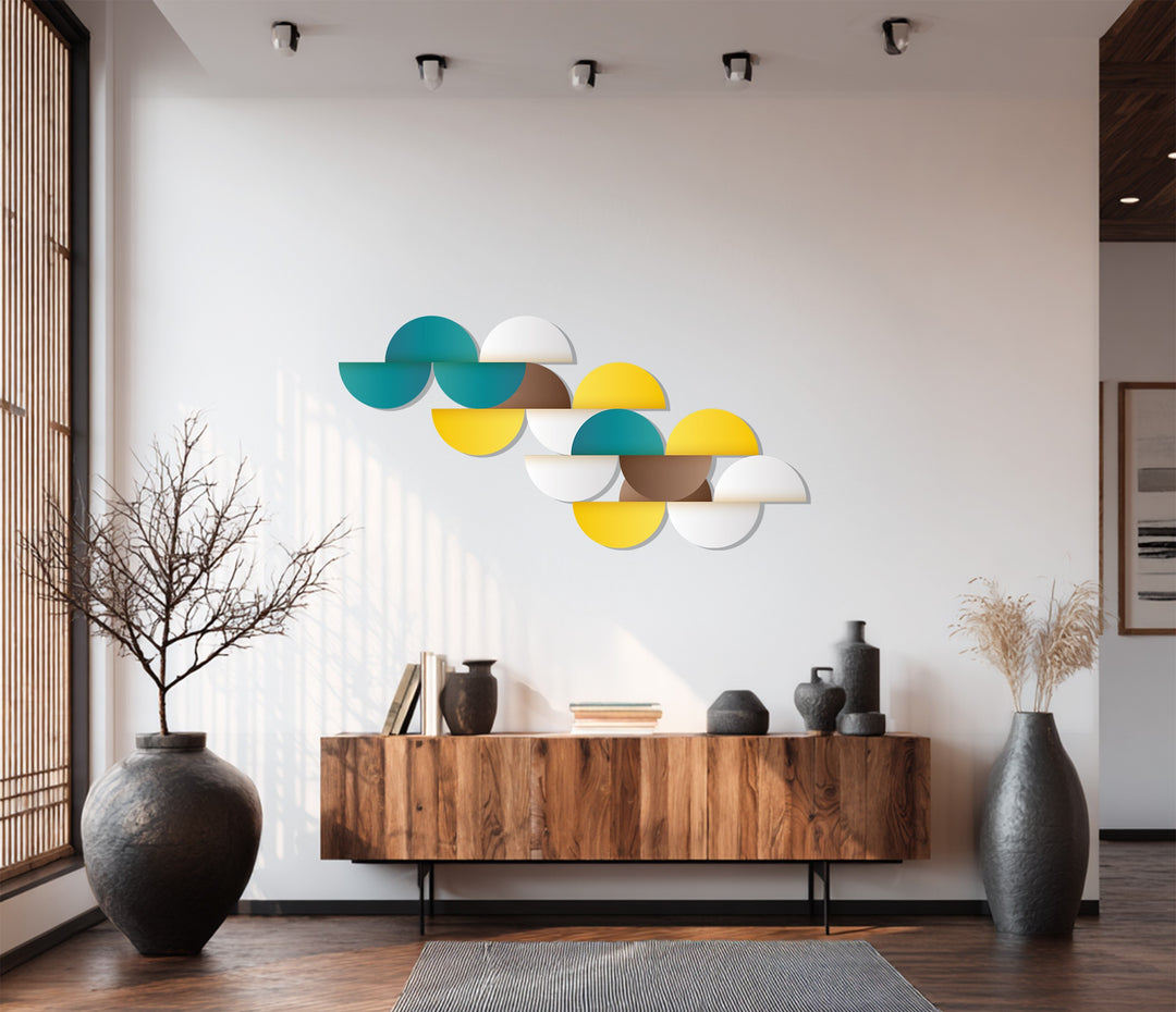 Modern Geometric Circles Metal Wall Art – Abstract Minimalist Home Decor