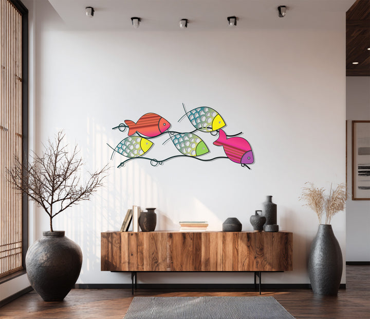 Modern coastal fish design wall sculpture