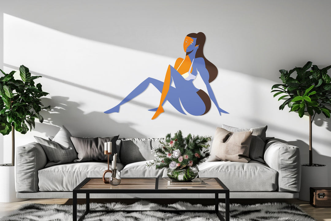 Contemporary woman silhouette artwork with soft color palette