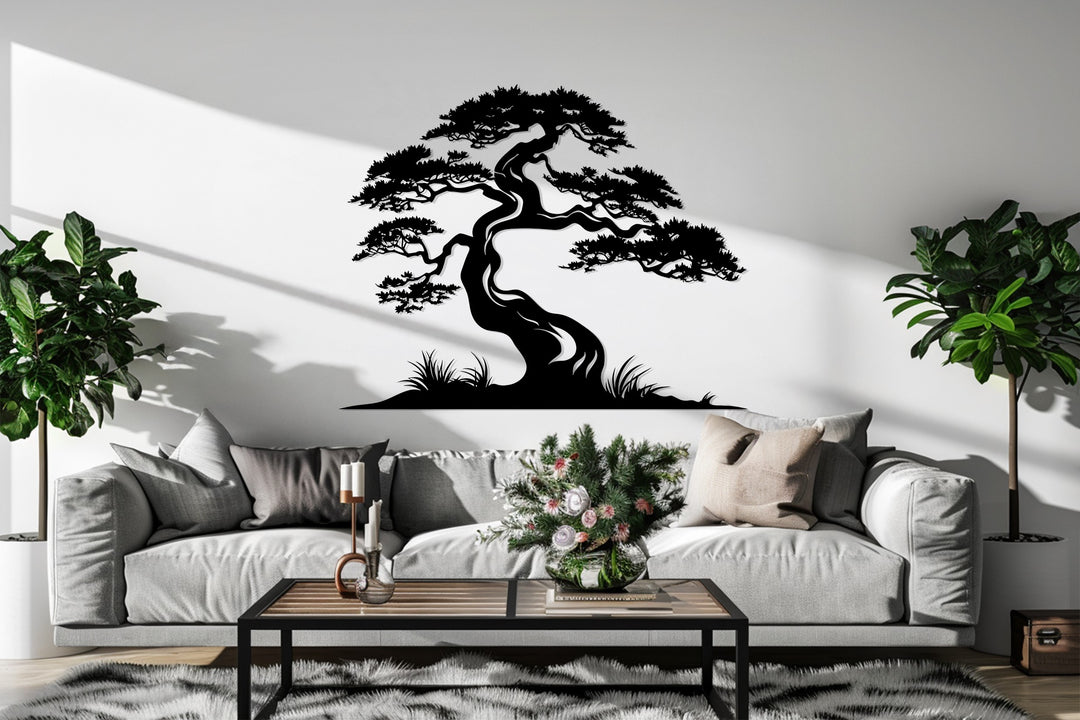 Zen Harmony Bonsai – Japanese Tree Metal Wall Art