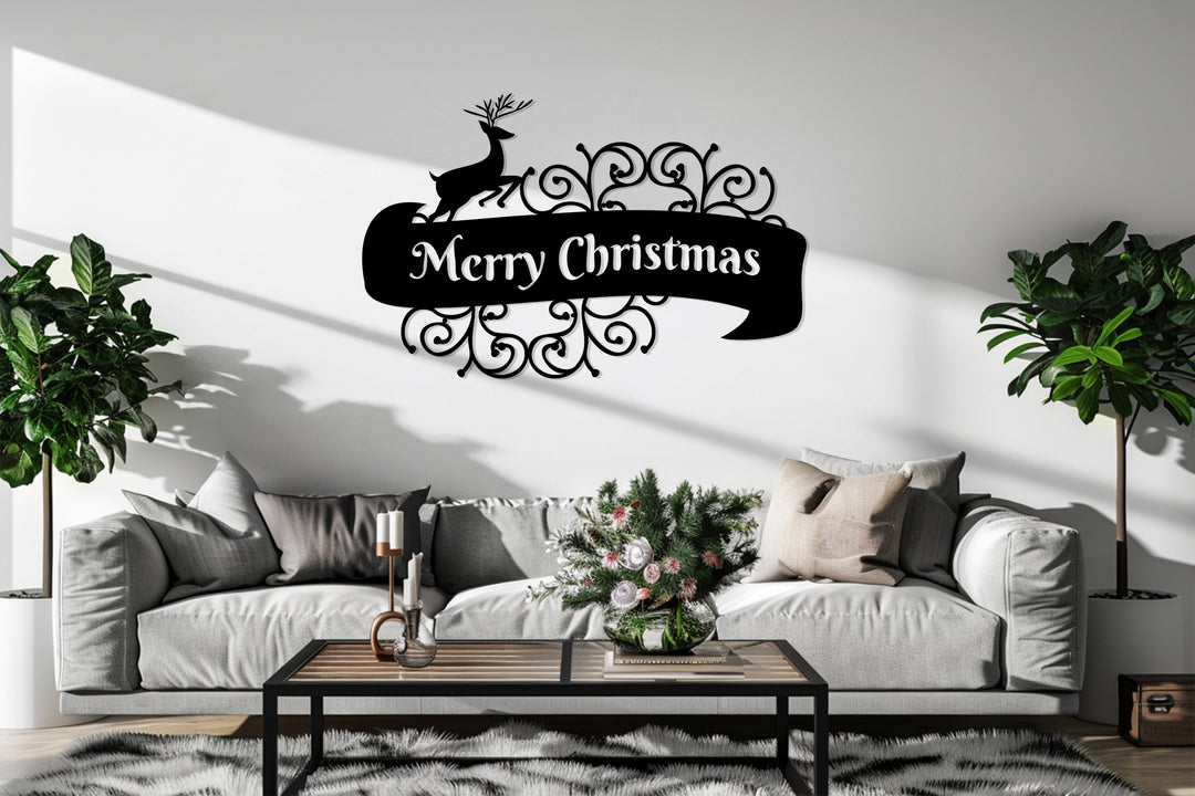 أناقة احتفالية – غزلان عيد الميلاد المجيد فن جداري معدني