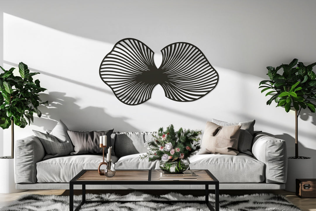 Black Abstract Wings Metal Wall Art – Modern Symmetry Décor