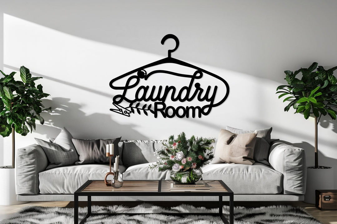 Laundry Room Metal Wall Art – Red Hanger Design