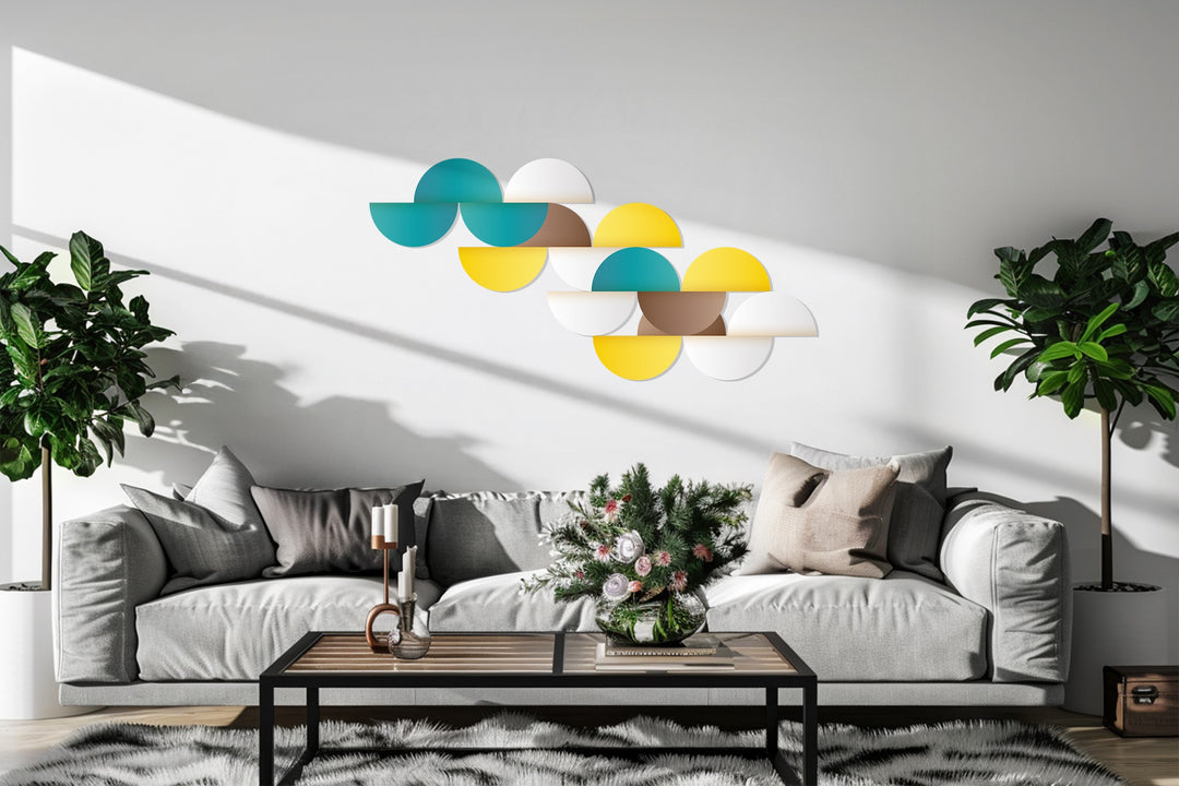 Modern Geometric Circles Metal Wall Art – Abstract Minimalist Home Decor