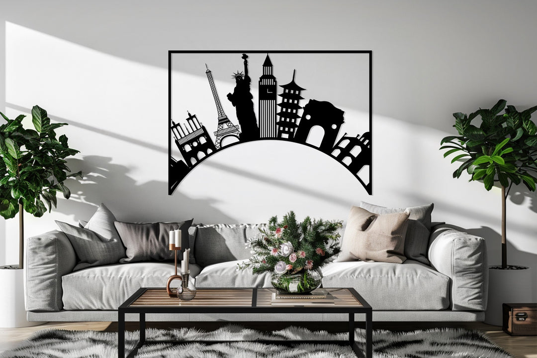 Famous landmarks metal wall art