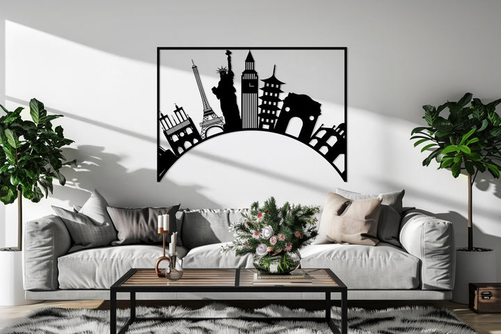 Famous landmarks metal wall art