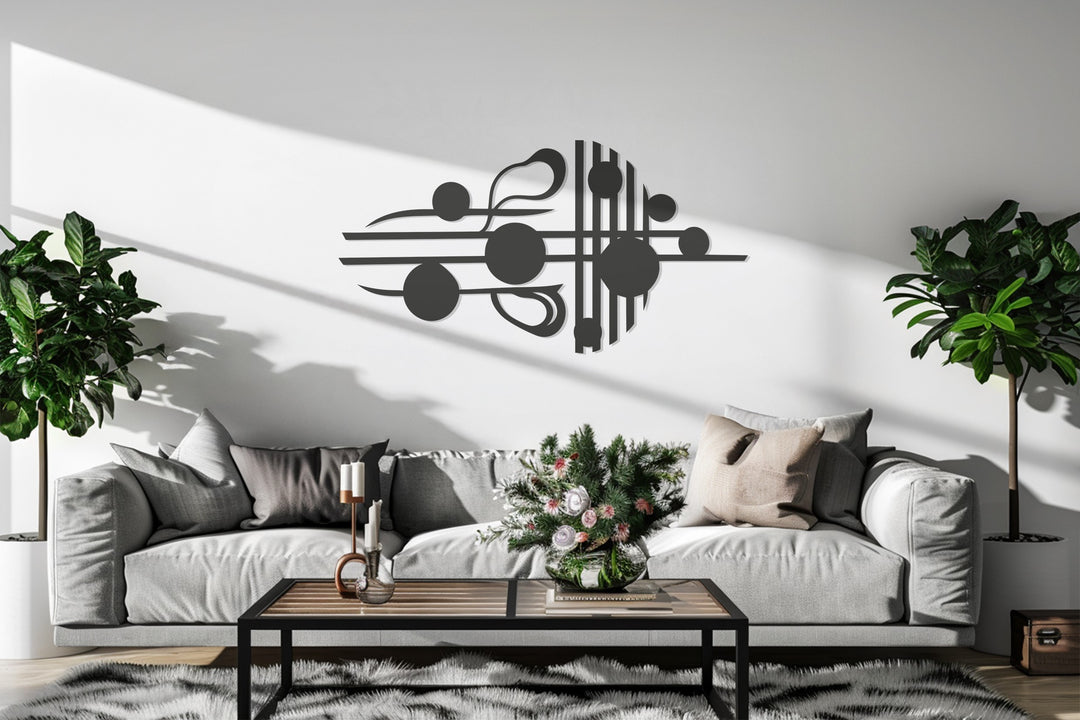 Musical Notes Metal Wall Art – Modern Black Music Decor