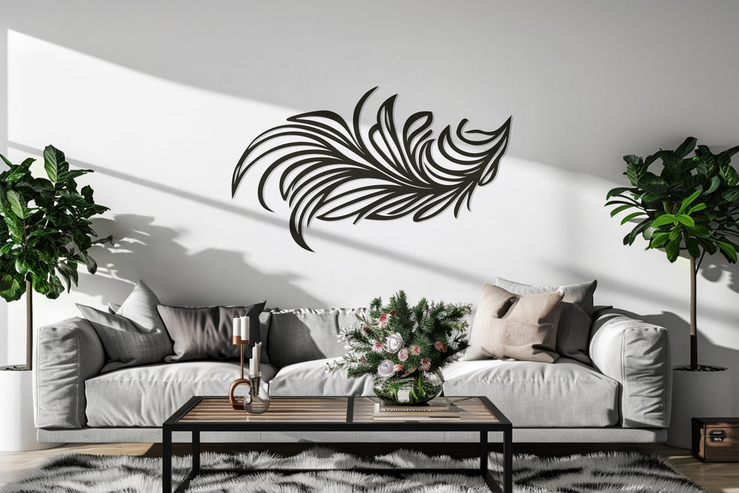 Flowing Feather Art – Abstract Metal Wall Art