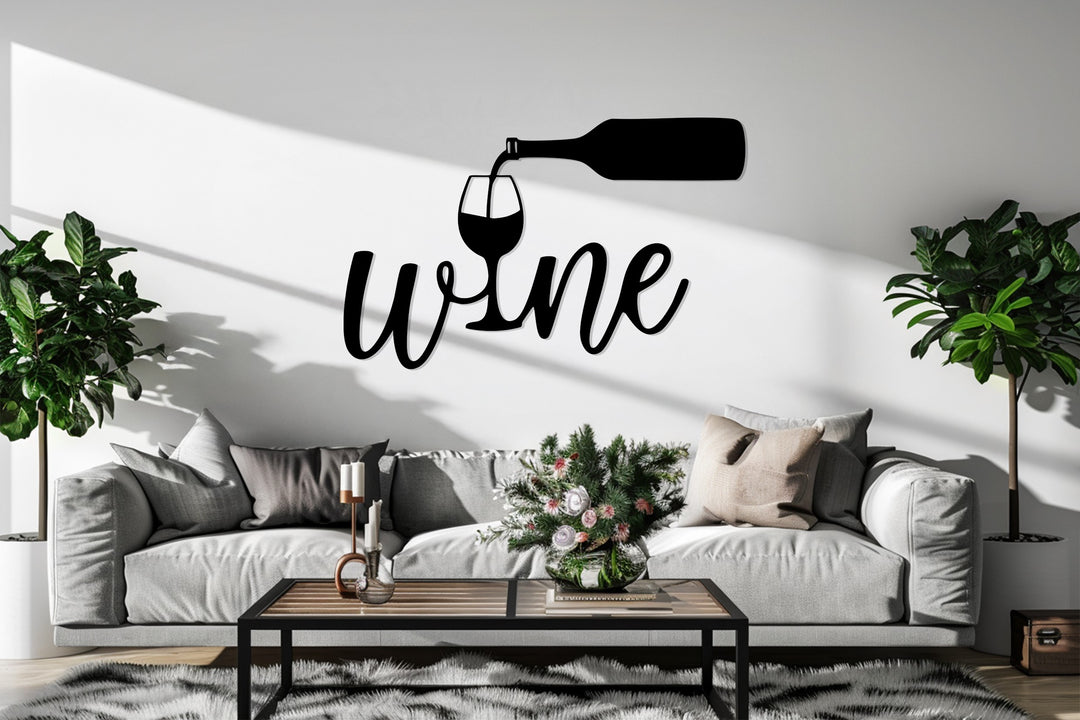 Elegant wine pour artwork for home bar