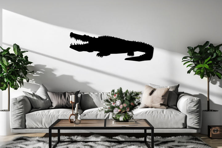 Black crocodile wall art for wildlife lovers