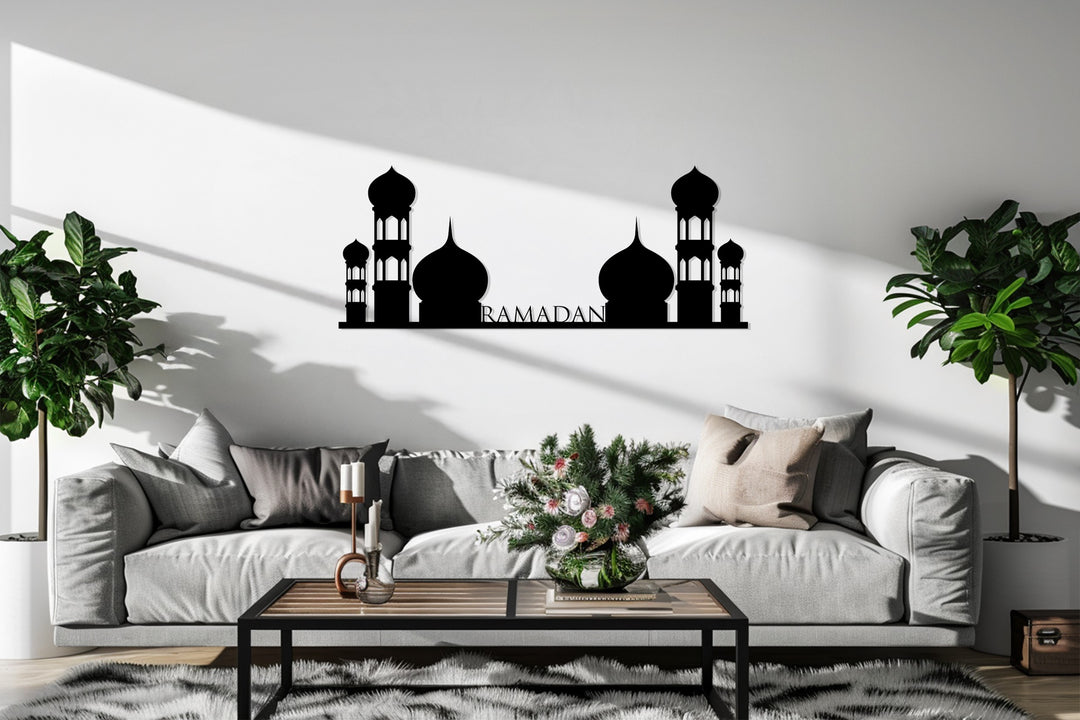 Minimal mosque skyline metal wall art
