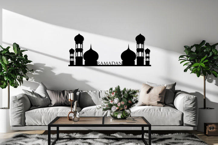 Minimal mosque skyline metal wall art