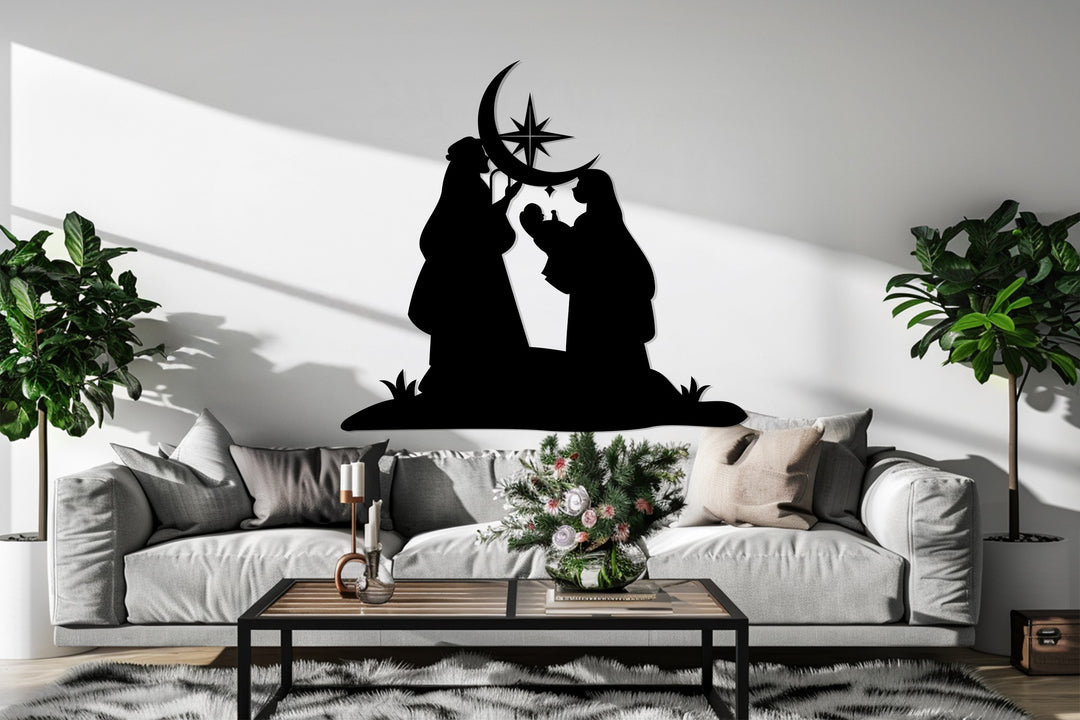 ترنيمة ليلة الميلاد - مشهد الميلاد فن جداري معدني