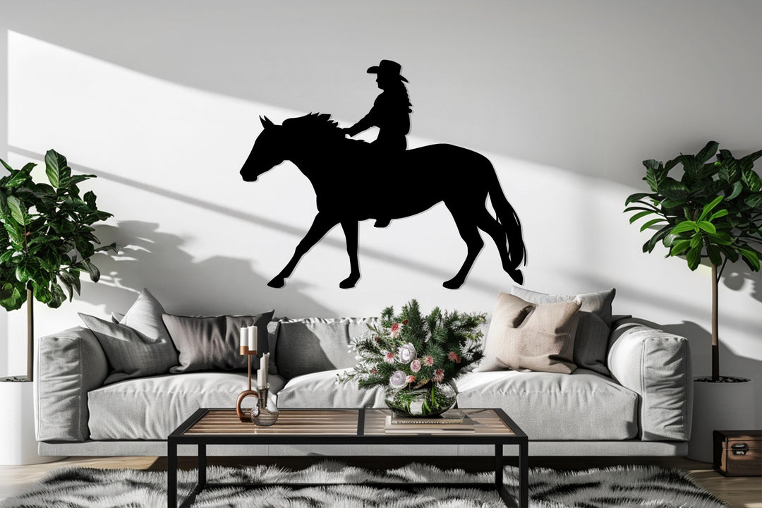 Western-Cowboy-Silhouette – Pferd & Rodeo Metall Wandbilder