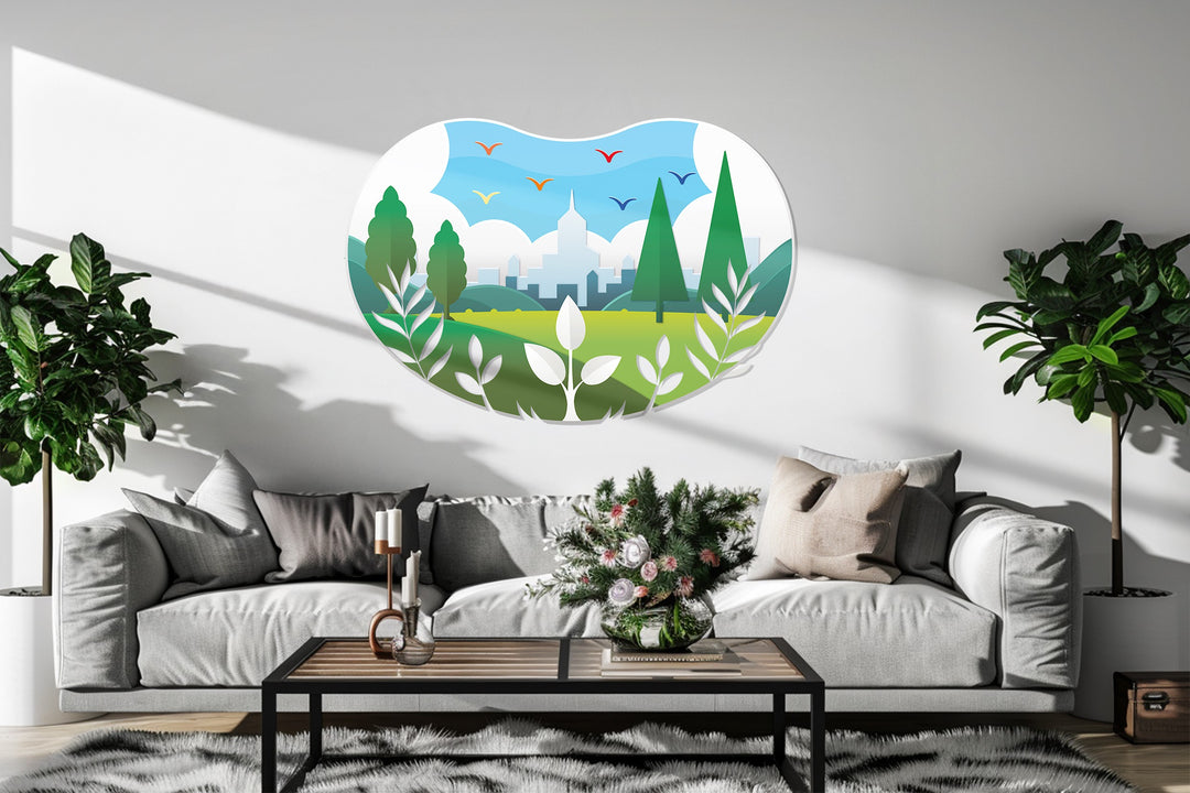 Urban Serenity – Modern Nature Landscape Metal Wall Art