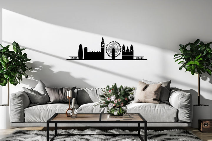 Minimal London skyline metal wall hanging