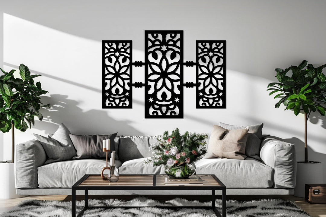 بتلة مضيئة – تصميم هندسي زهري حديث فن جداري معدني