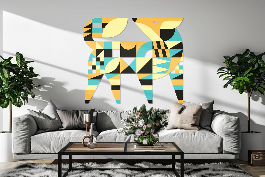 Geometric Fox Metal Wall Art – Colorful Modern Animal Home Decor