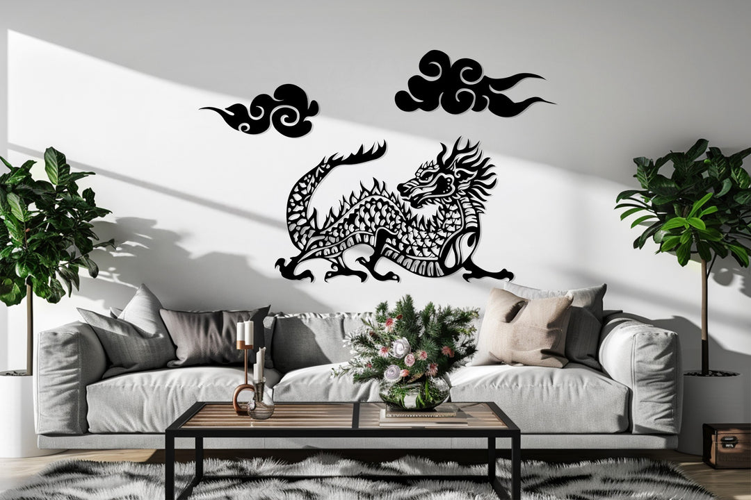 Oriental Red Dragon Metal Wall Art – Mythical Asian Décor