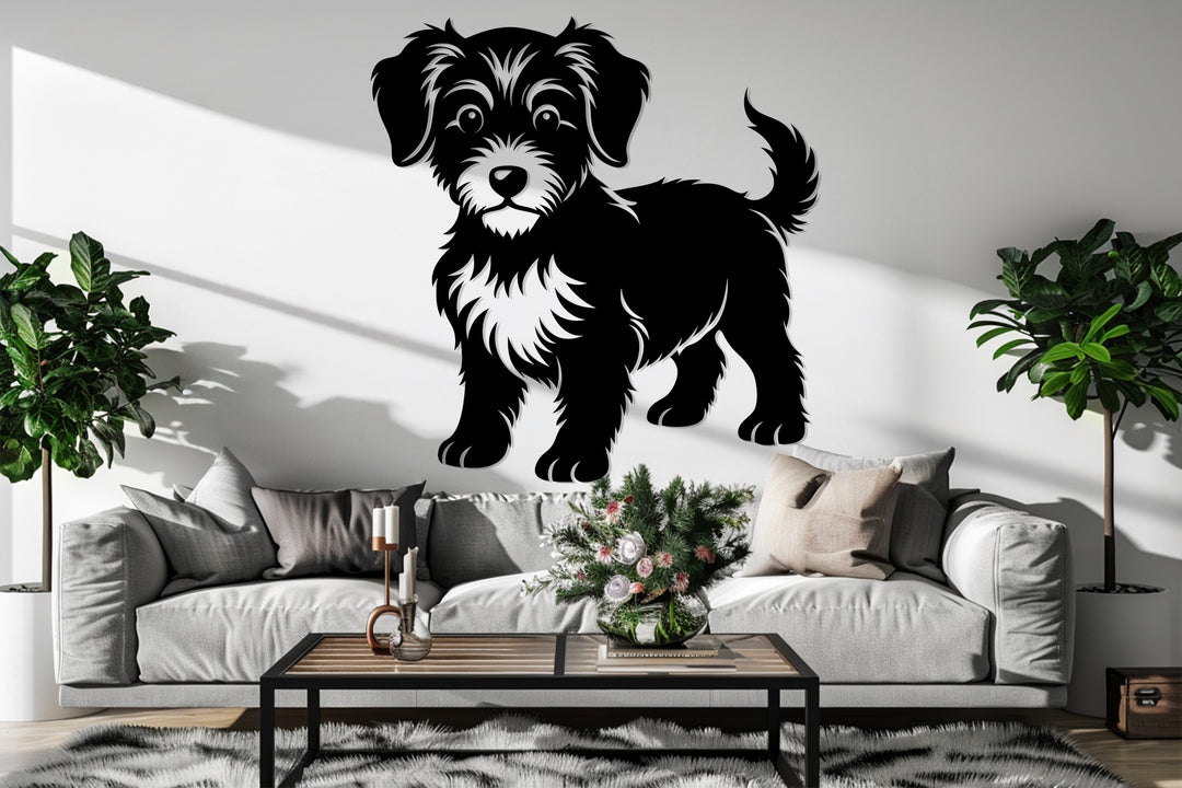 Playful Puppy Silhouette – Dog Metal Wall Art