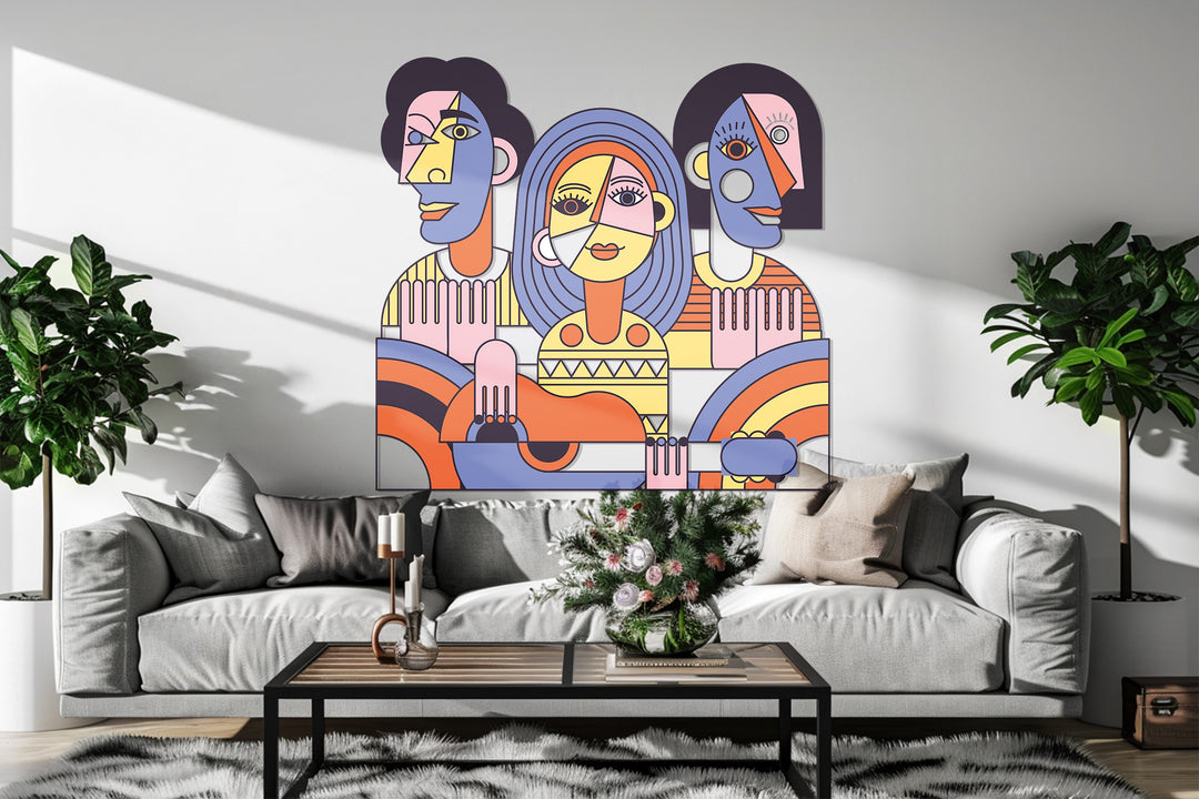 Colorful music-inspired abstract metal artwork