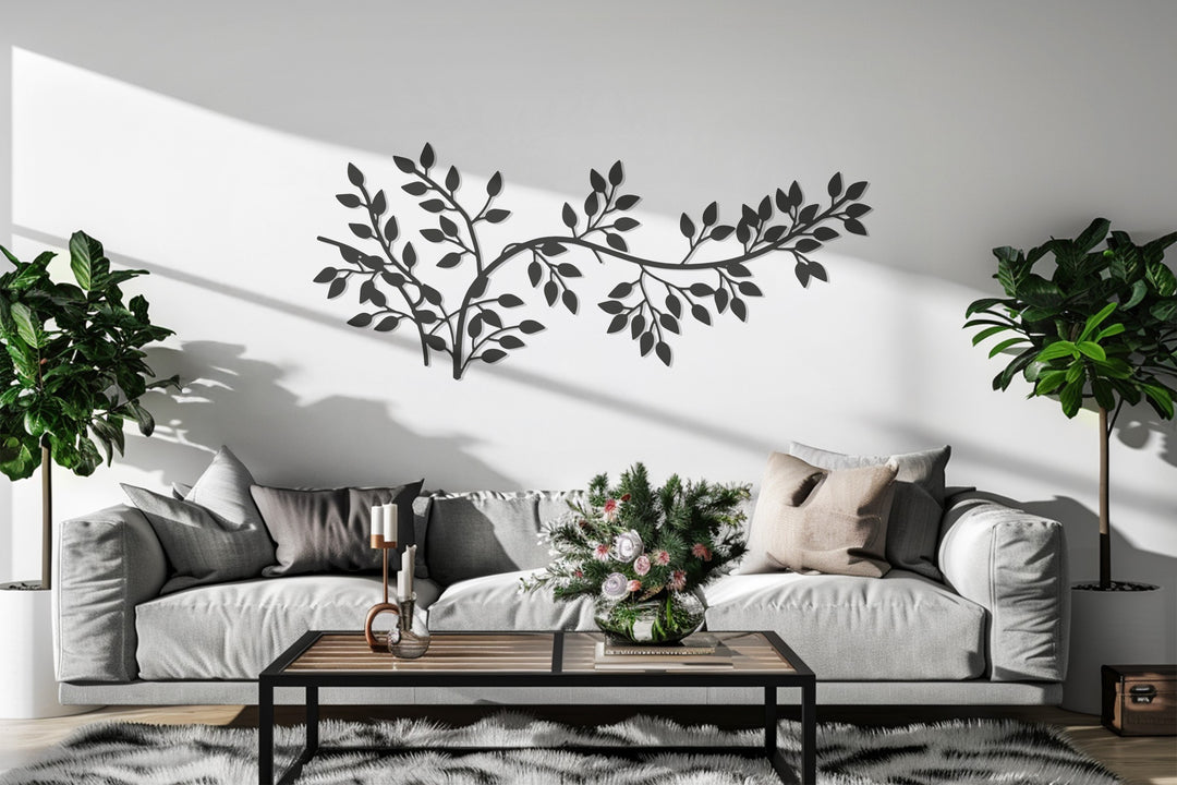 Leaf Branch Metal Wall Art – Minimalist Botanical Design