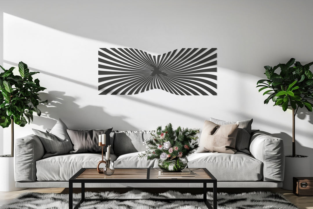 Optical Illusion Metal Wall Art – Modern Black Geometric Décor