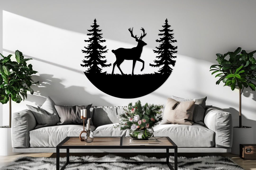 Deer Forest Metal Wall Art – Nature Wildlife Home Decor