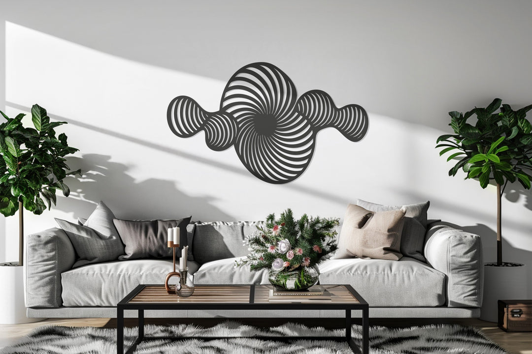 Abstract Spiral Metal Wall Art – Modern Black Geometric Decor