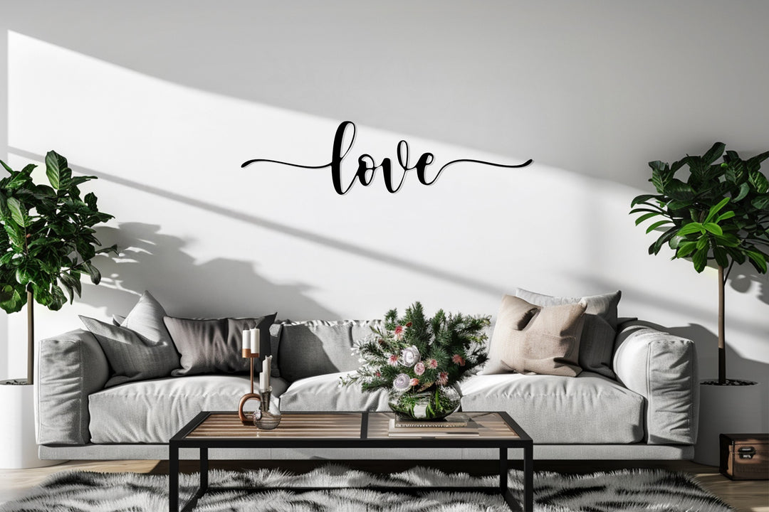 Elegant Script Love – Modern Metal Wall Art