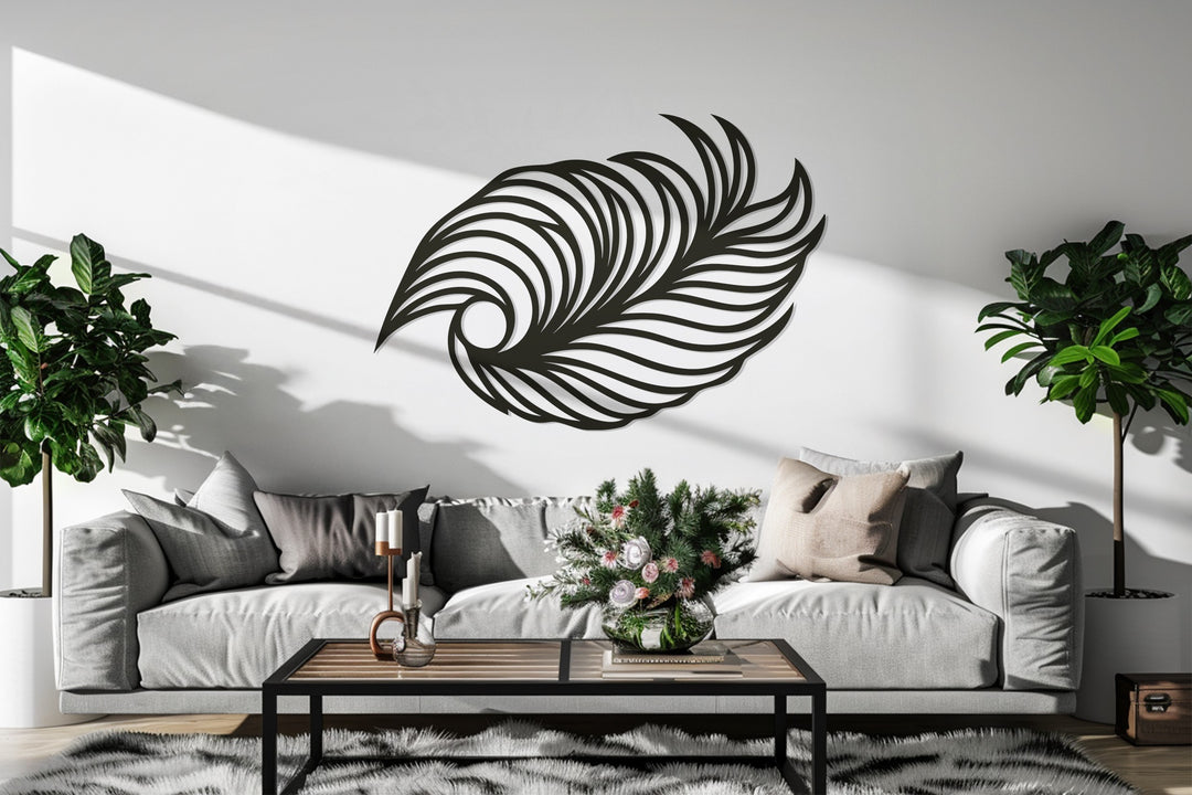 Ethereal Feather Flow – Abstract Metal Wall Art