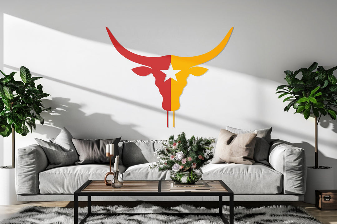 تكساس لونغ هورن ستار – غربي فن جداري معدني