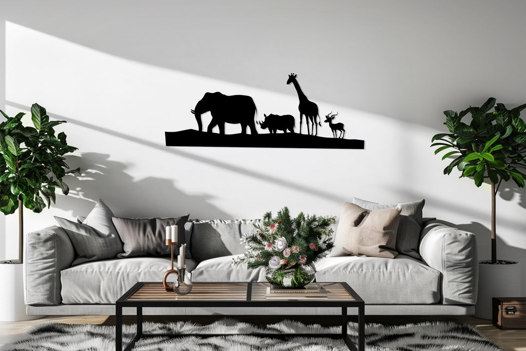 Safari Wildlife Silhouette – African Animals Metal Wall Art
