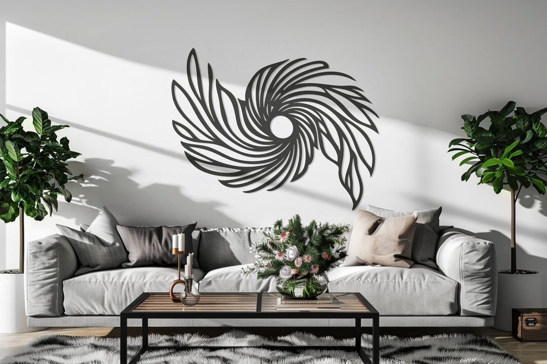 Abstract Sunburst Metal Wall Art – Modern Black Geometric Decor