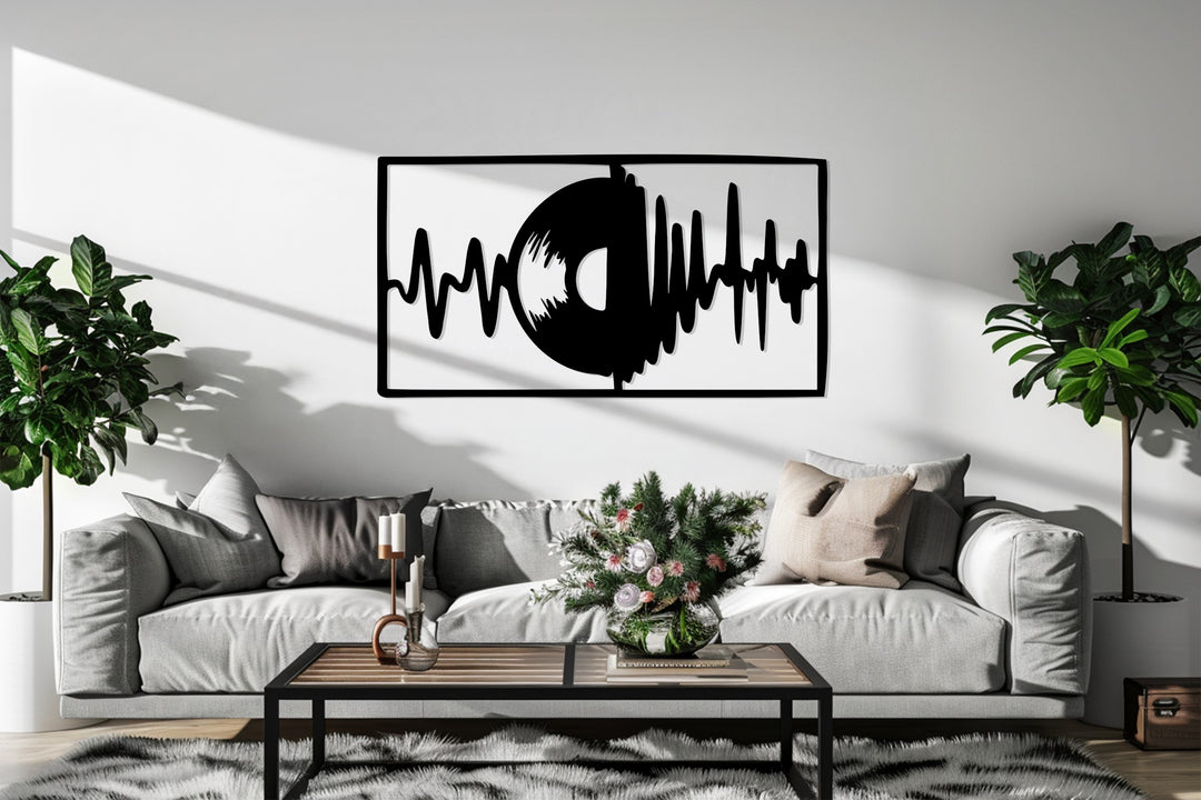 Vinyl Soundwave Metal Wall Art – Modern Music-Inspired Home Decor