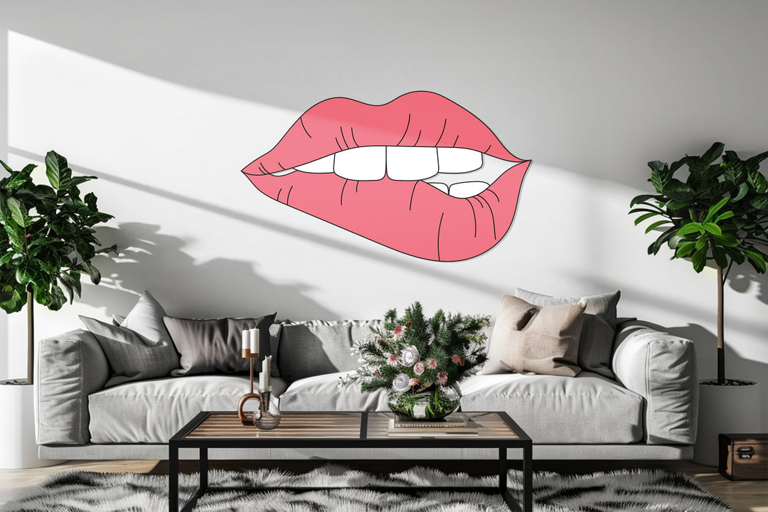 Red Lips Metal Wall Art – Modern Sensual Pop Art Home Decor