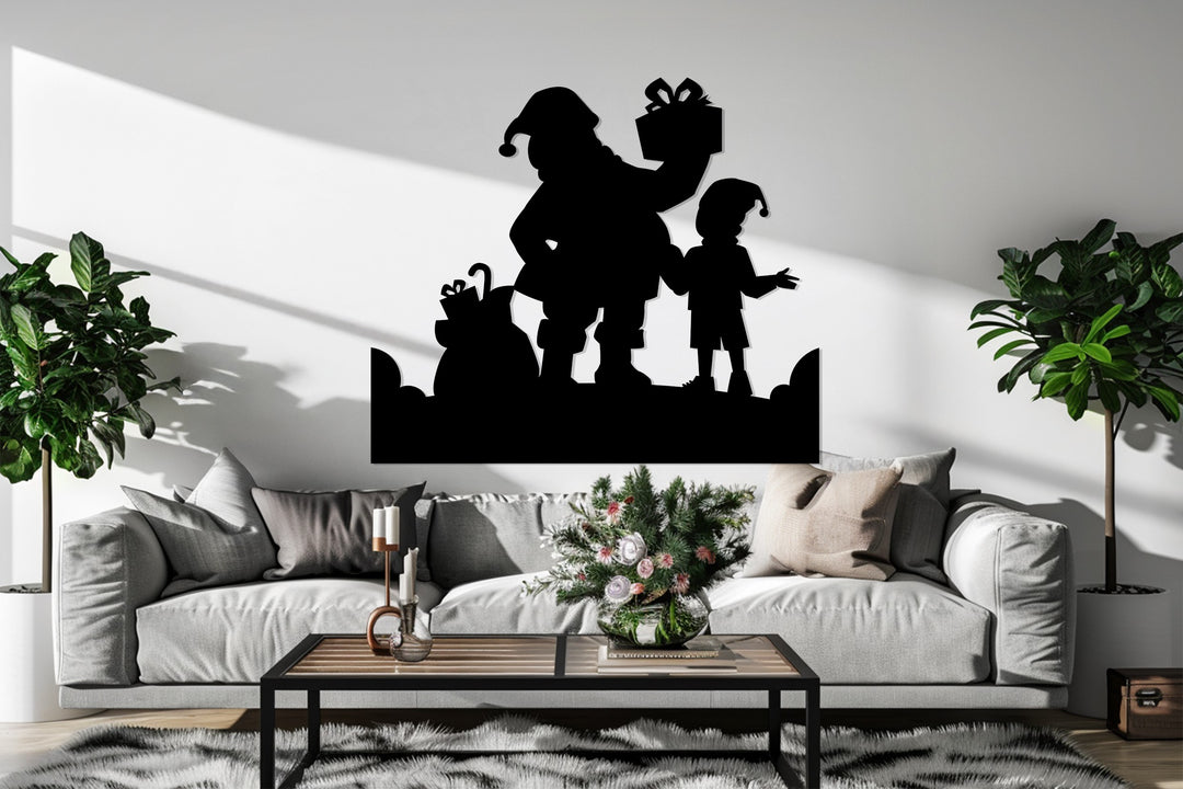 لحظة هدية سانتا – عيد الميلاد فن جداري معدني