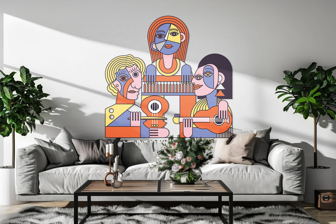 Rhythms of Abstraction – Cubist Musicians Ensemble Metal Wall Art