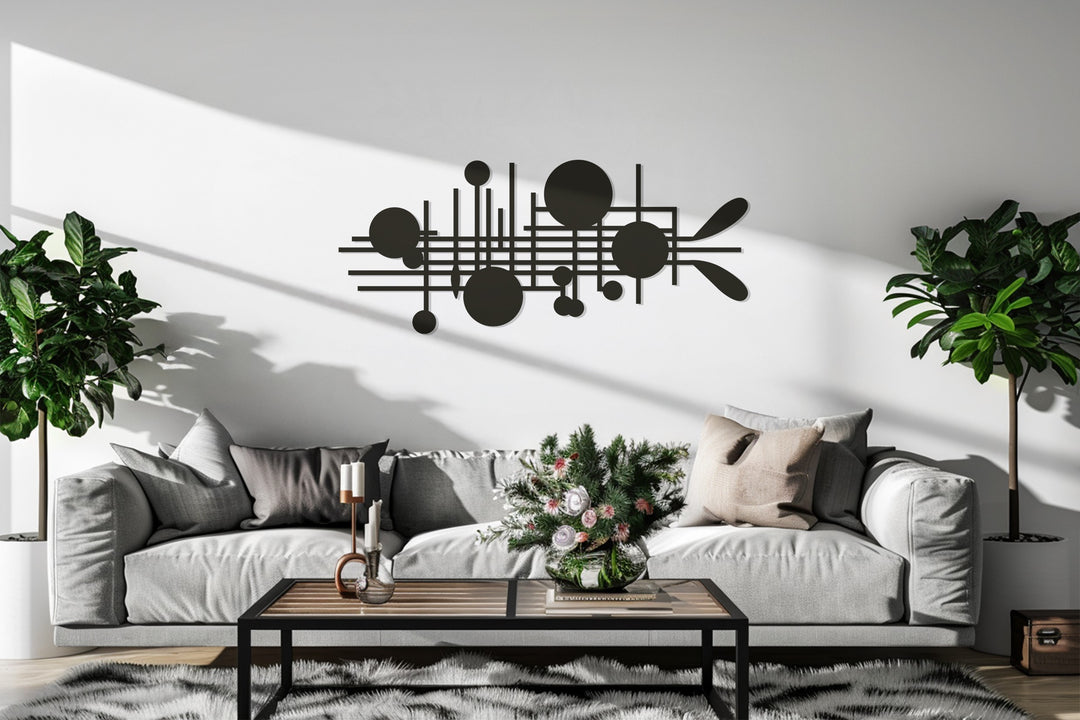 Abstract Circles & Lines Metal Wall Art – Modern Geometric Sculpture