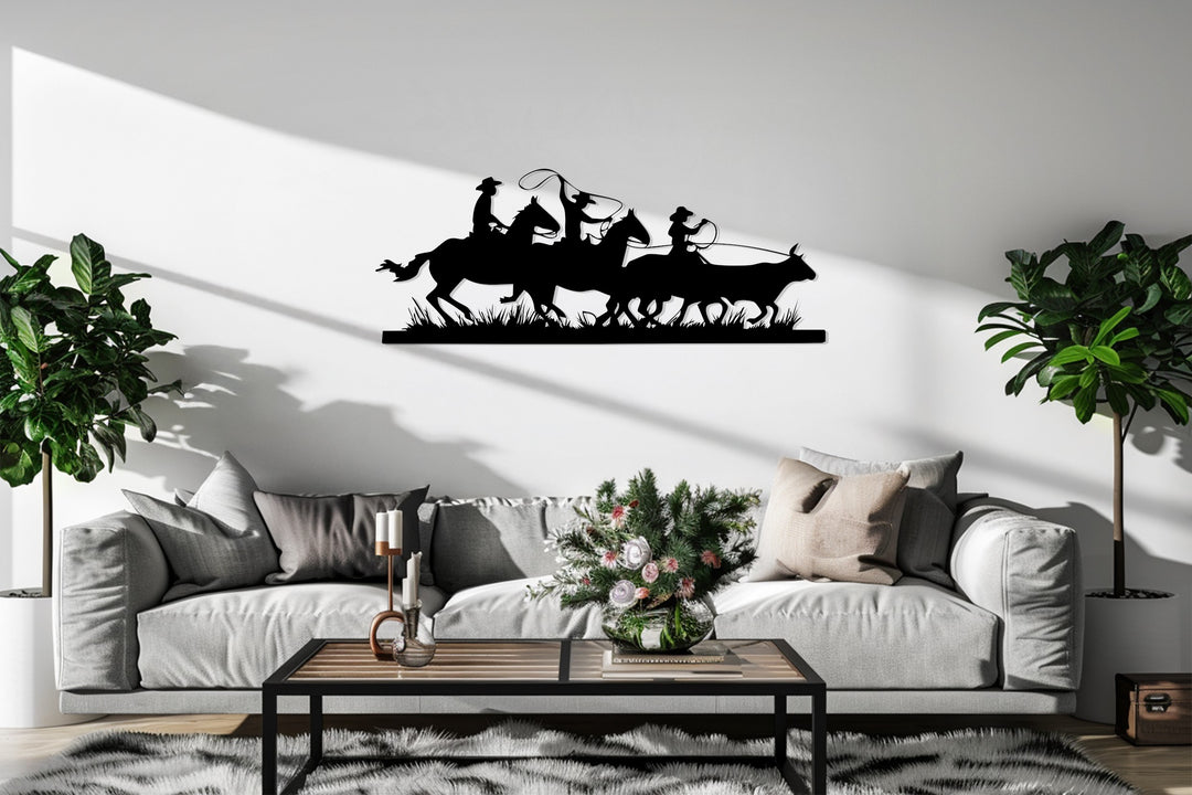 Western Cowboy Silhouette – Horse & Rodeo Metal Wall Art