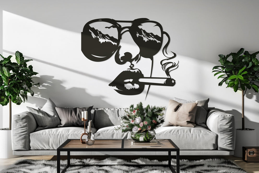 Smoky Reflections – Modern Abstract Face Metal Wall Art